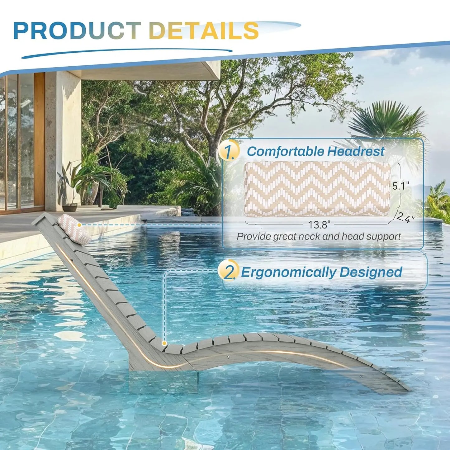 Durable Outdoor Pool Lounge Chairs Set Of 2 For Weather