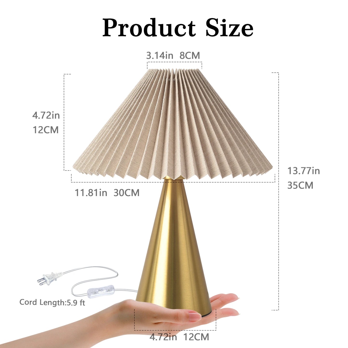 Iron Table Lamp With Pleated Scalloped Shade For Bedroom
