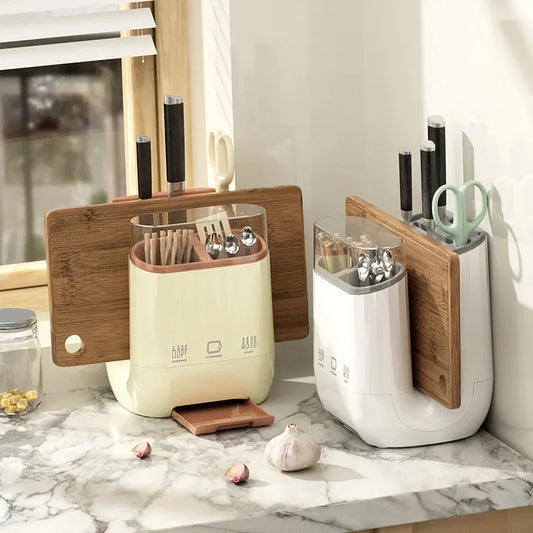 Kitchen Shelf Organizer Rack With Integrated Knife Holder