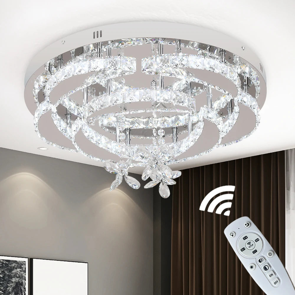 VETRULUS Modern Crystal LED Chandelier Ceiling Light Dimmable