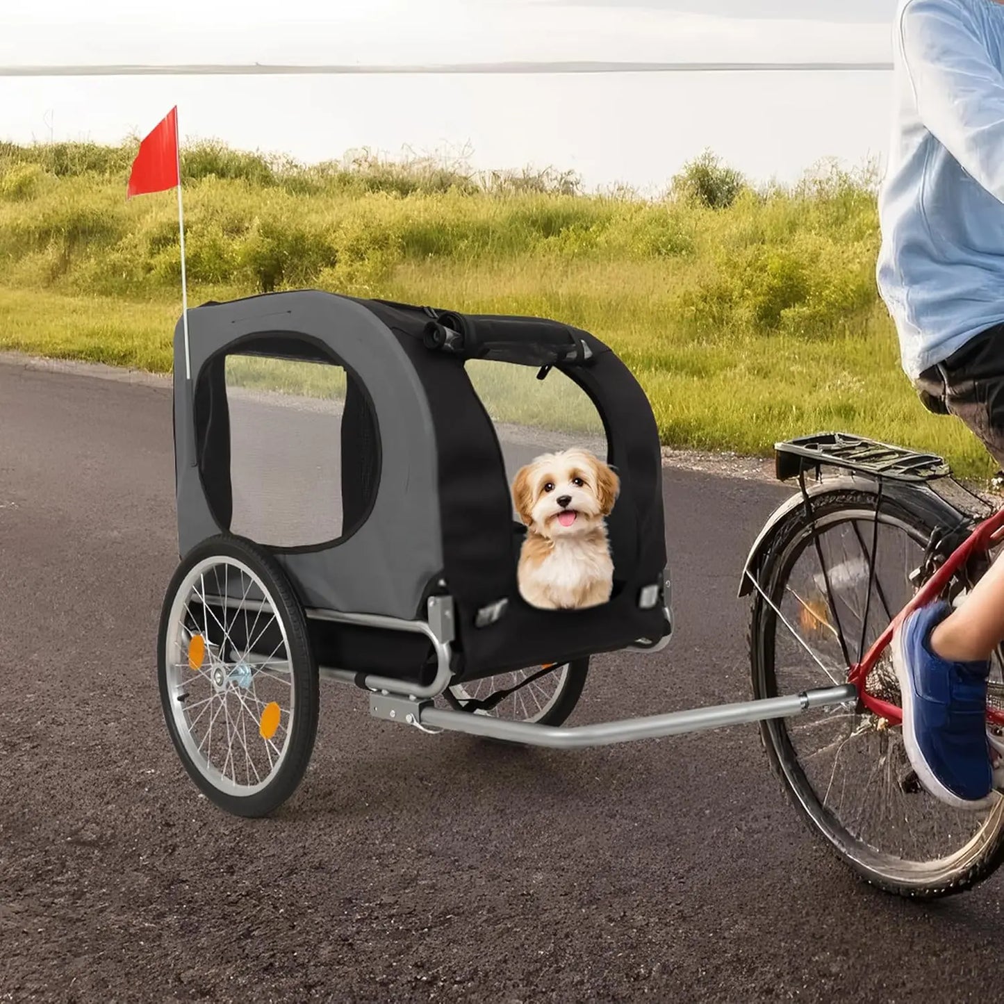 HiMISS Steel Dog Bike Trailer With Folding Pet Cart