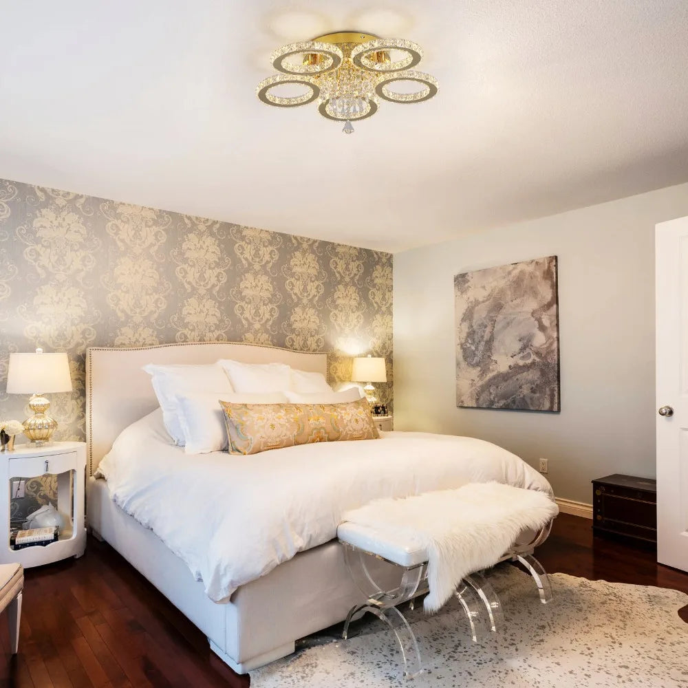 VETRULUS Crystal LED Ceiling Light Chandelier For Modern Living Room