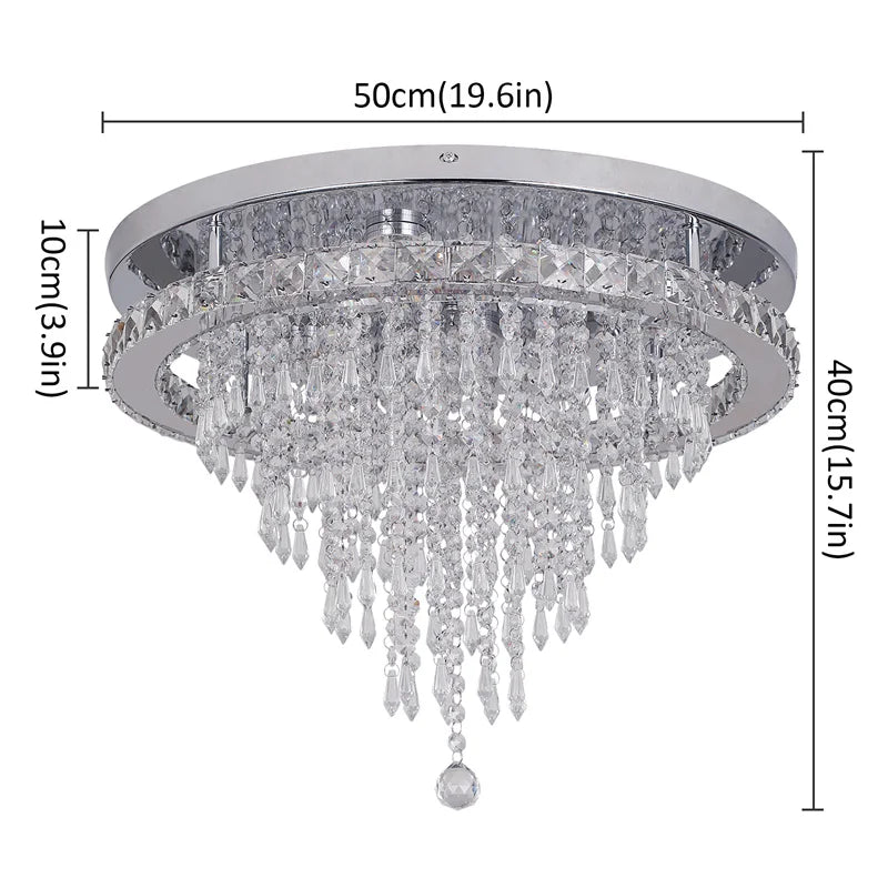 Vetrulus Crystal Ceiling Lamp With Remote Control LED Pendant Chandelier