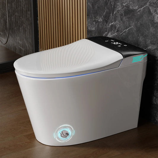 Elongated Smart Toilet With Built-In Bidet And Dryer