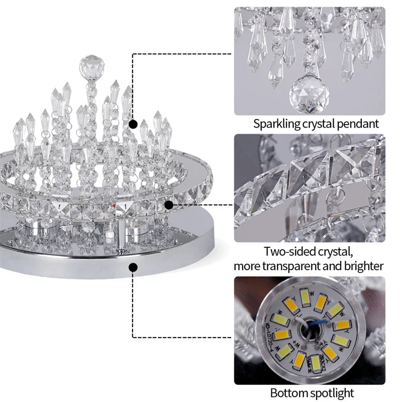 Vetrulus Crystal Ceiling Lamp With Remote Control LED Pendant Chandelier