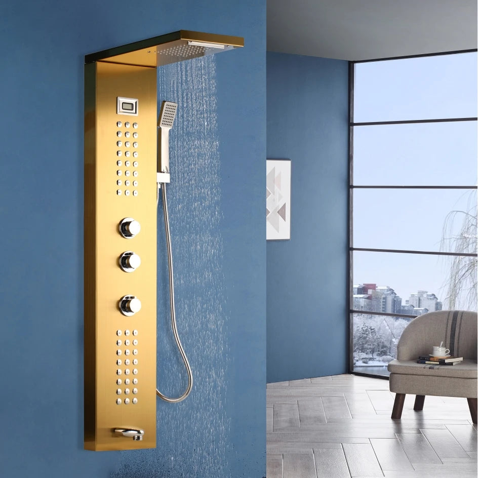 MEKKHALA Multifunctional Shower Panel Tower With Rainfall Massage Jets