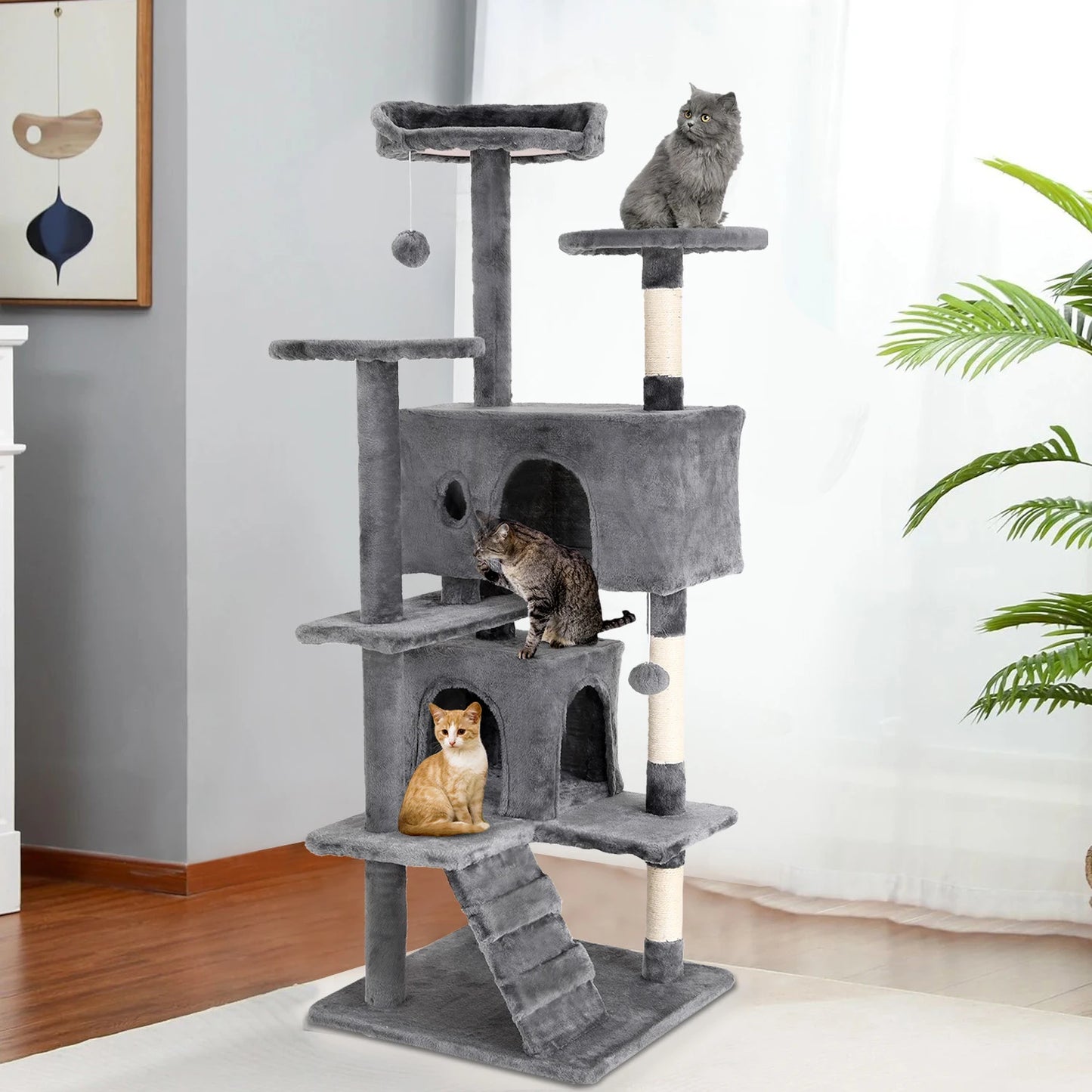 Four-Tier Cat Tree With Sisal Scratching Posts
