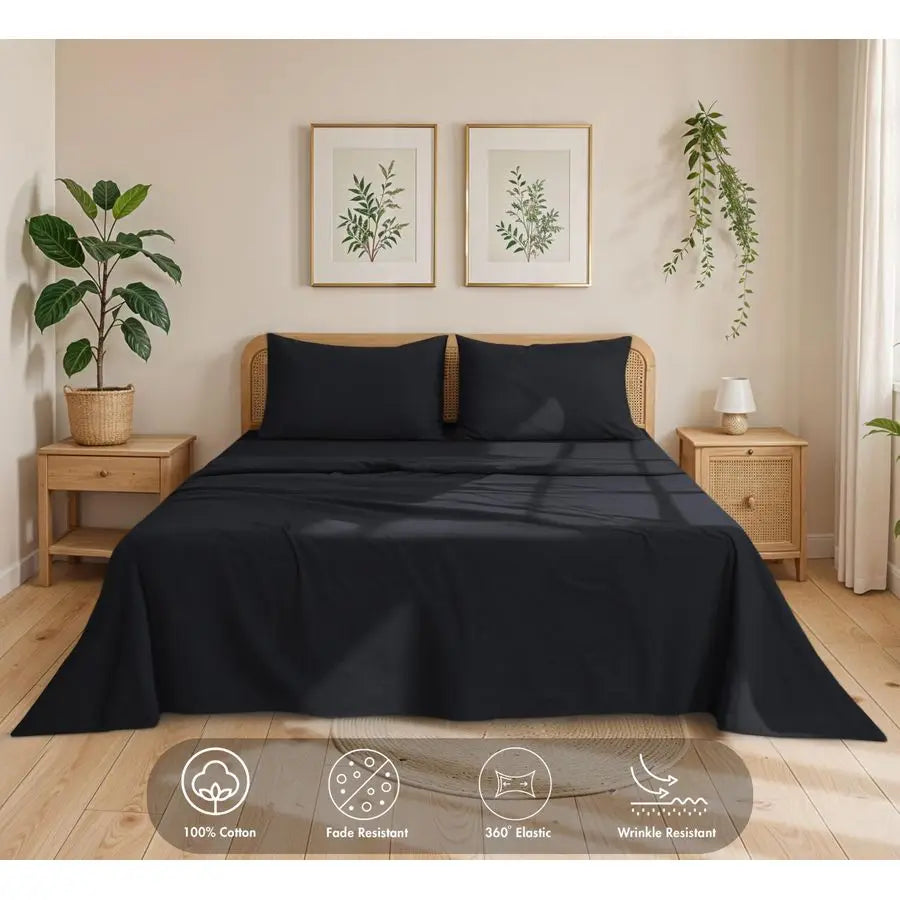 100 Cotton Flannel Sheets 4-Piece Bedding Set Soft And Breathable