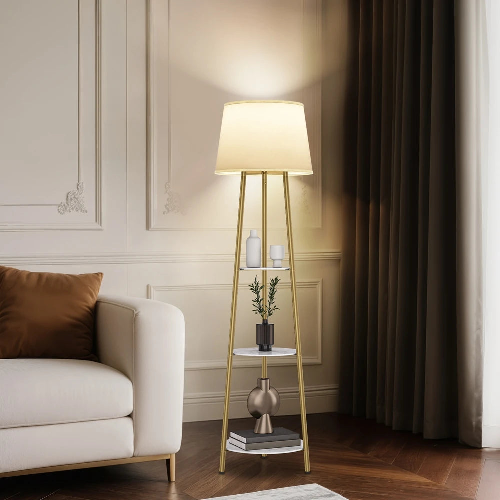 Vrygle Floor Lamp With Shelf Modern Corner Bookshelf