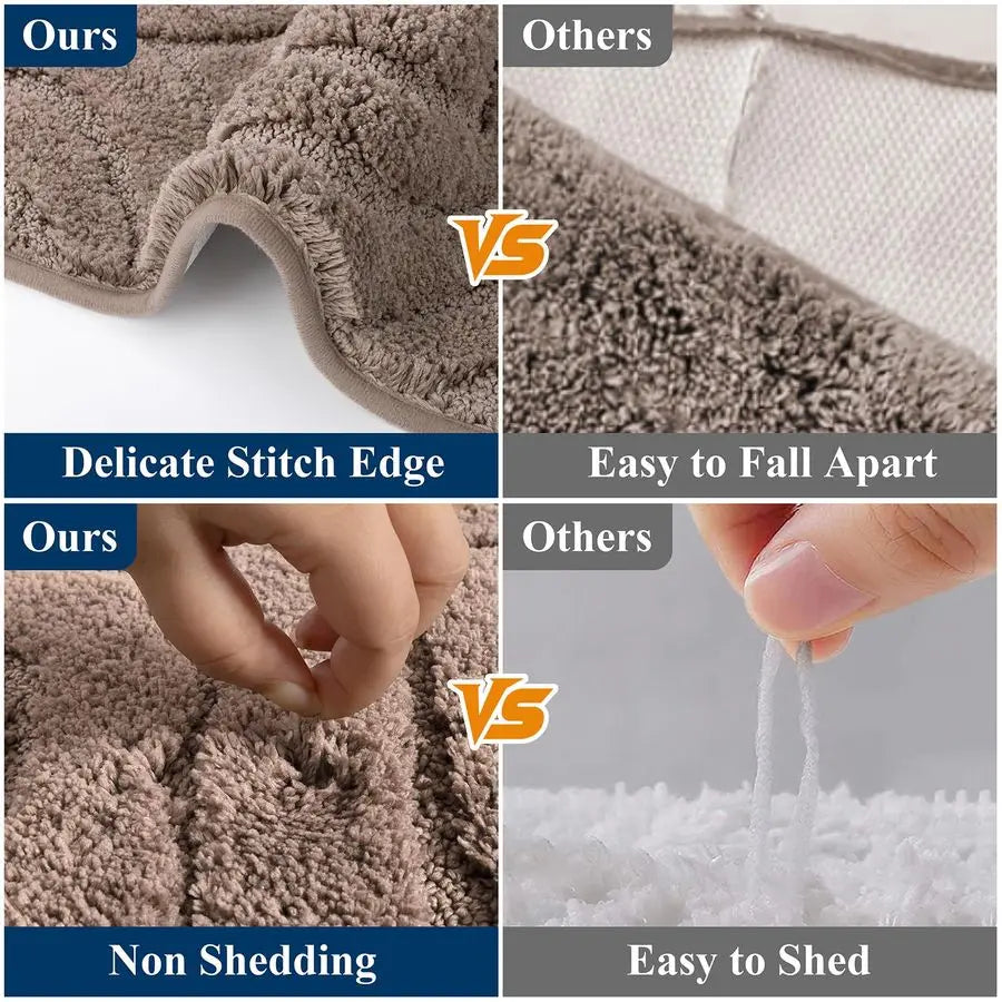 Plush Microfiber 5-Piece Bathroom Rug Set Non-Slip Soft