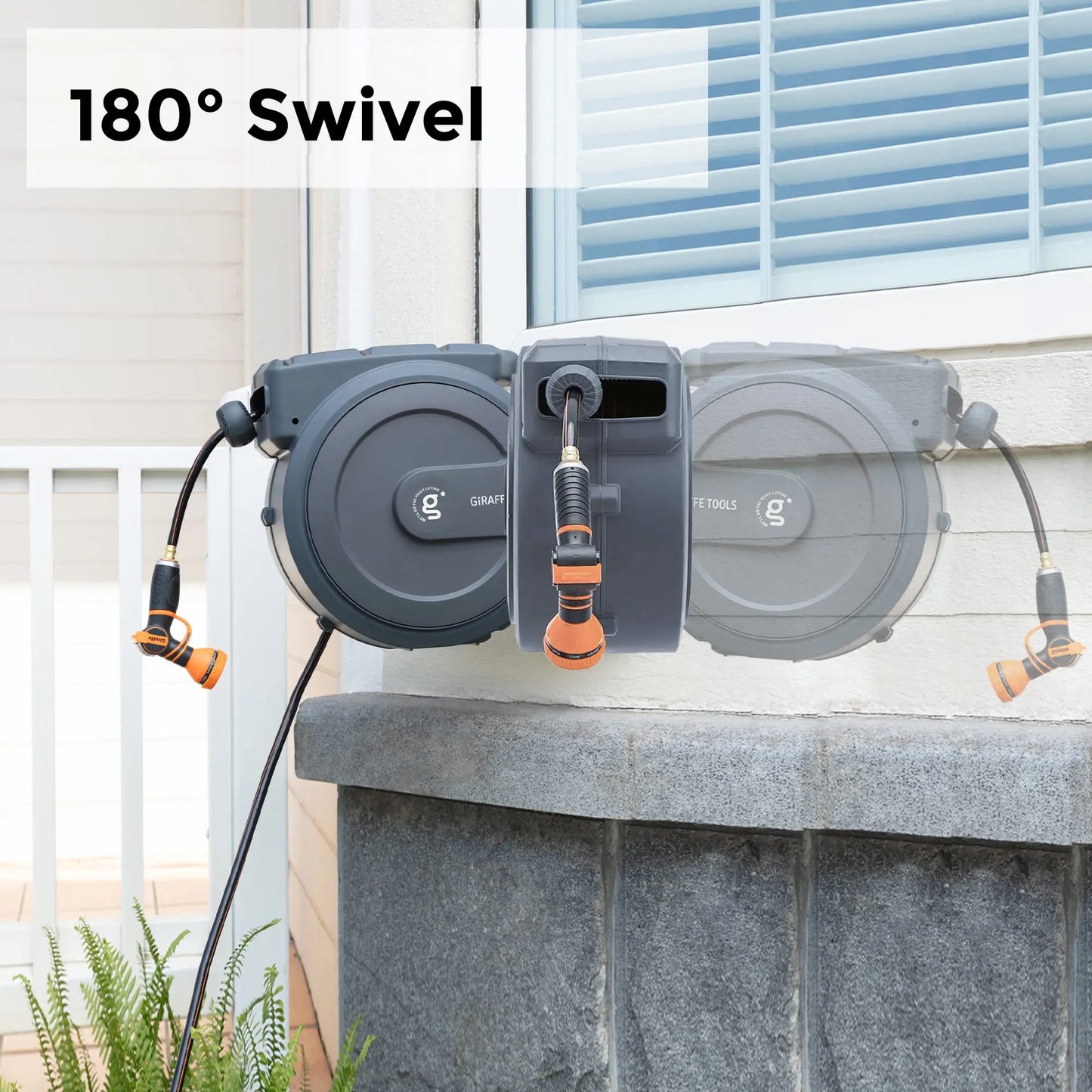 Giraffe Tools Retractable Garden Hose Reel for Wall Mount