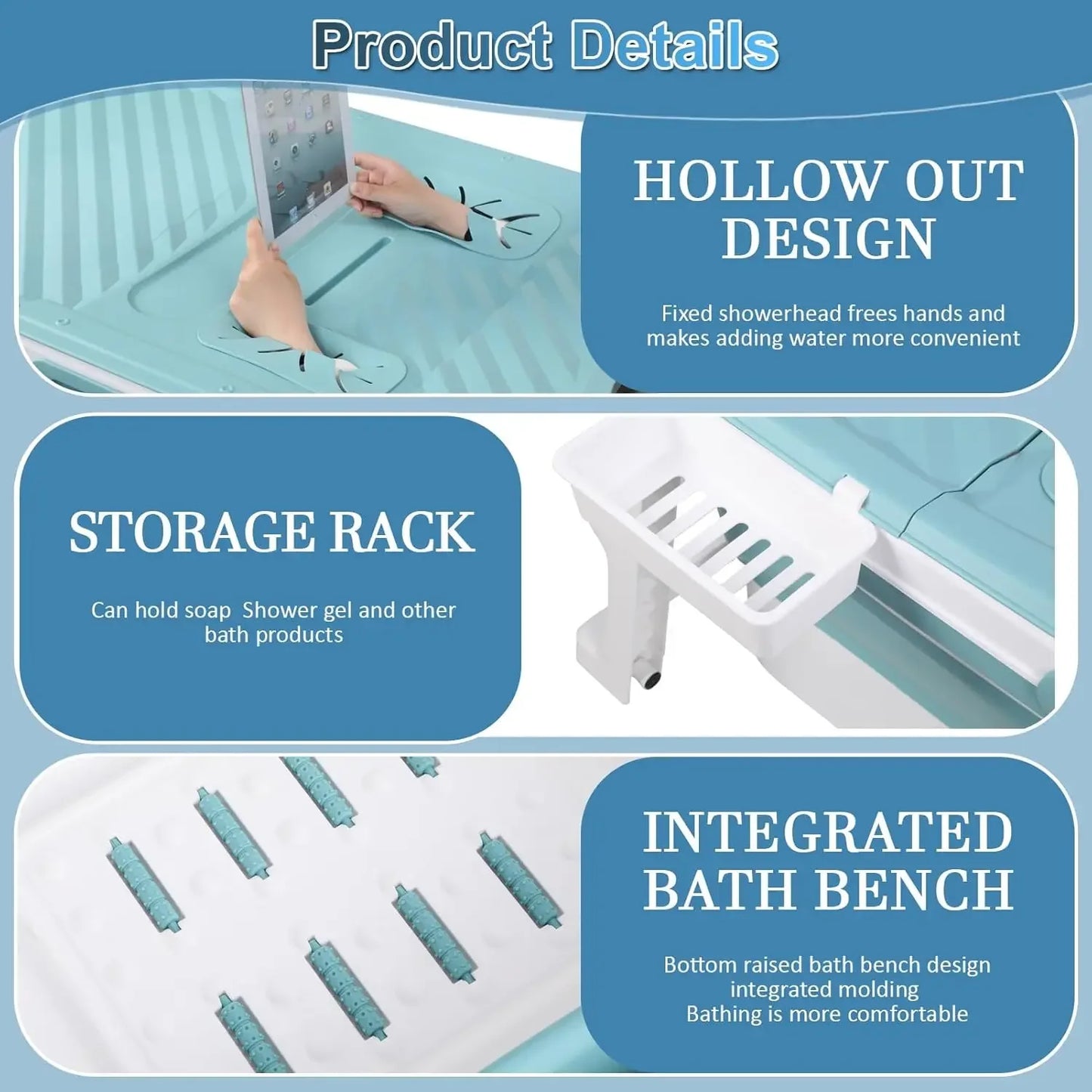 Collapsible Soaking Tub With Anti-Slip Seat And Heating