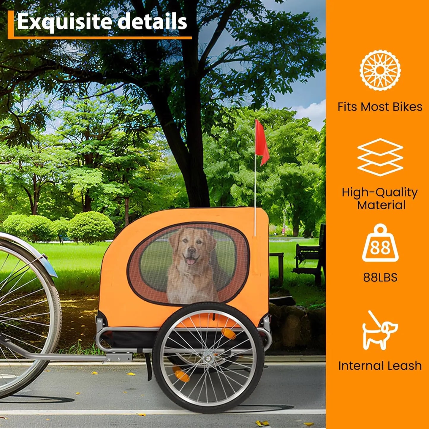 TWISTER.CK Dog Bike Trailer 88 Lbs Capacity Carrier