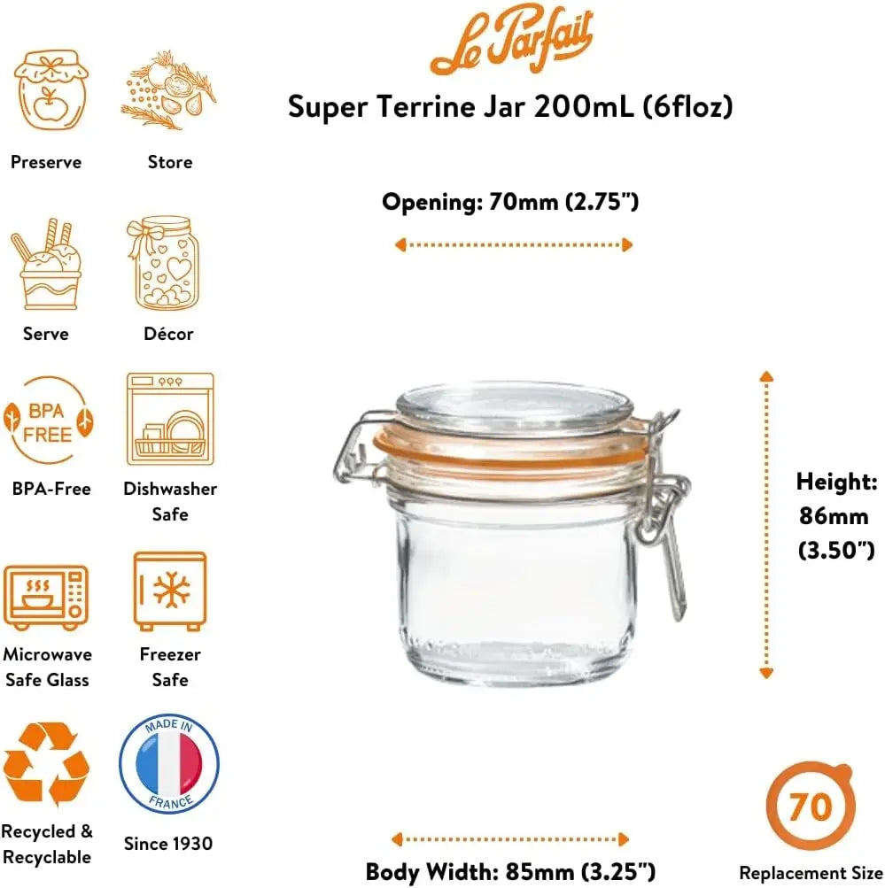 Six-Pack Glass Storage Jars With Lids Airtight BPA-Free