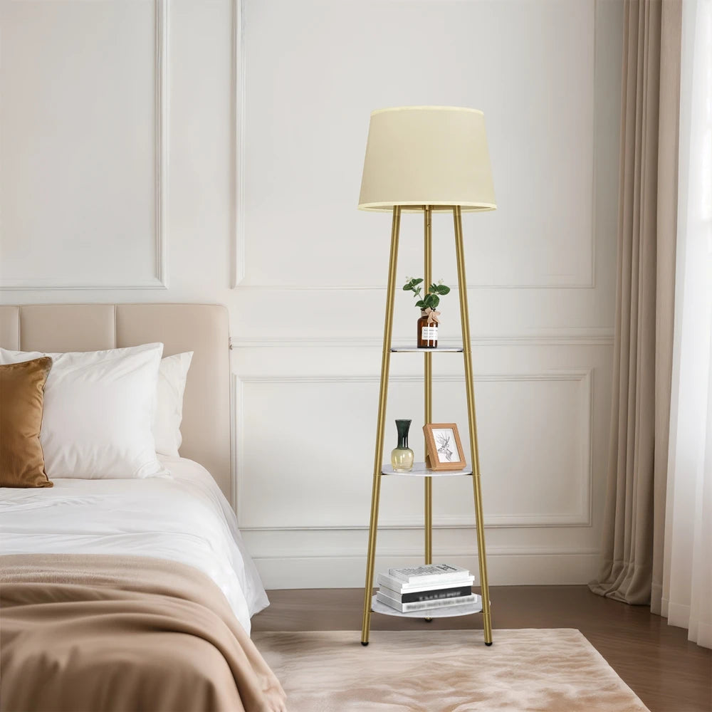 Vrygle Floor Lamp With Shelf Modern Corner Bookshelf