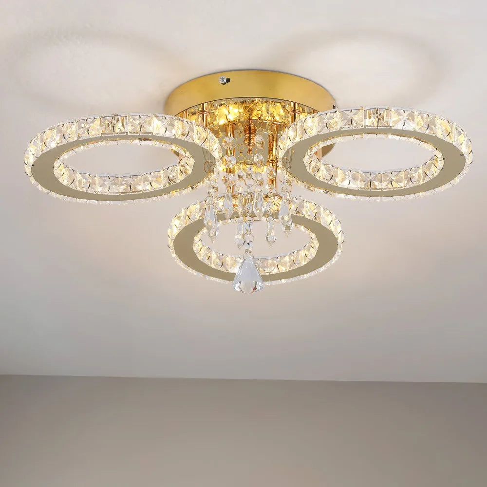 VETRULUS Crystal LED Ceiling Light Chandelier For Modern Living Room