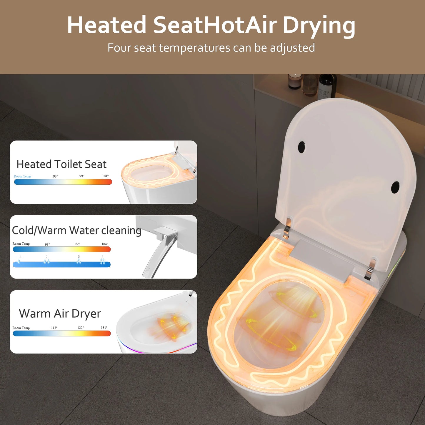 Smart Bidet Toilet Seat With Heated Seat And Remote Control
