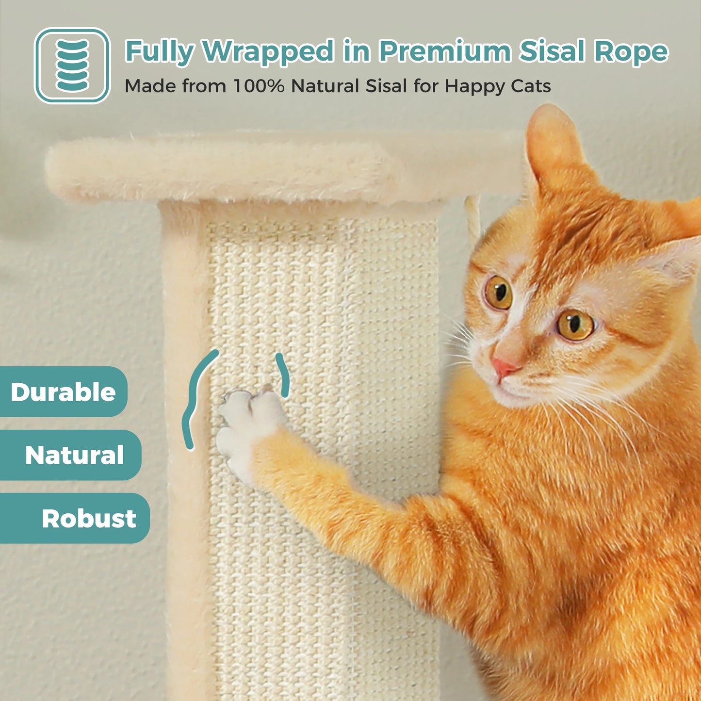 PAWZ Road Large Cat Scratching Post With Sisal Ball Toy For Indoor Cats