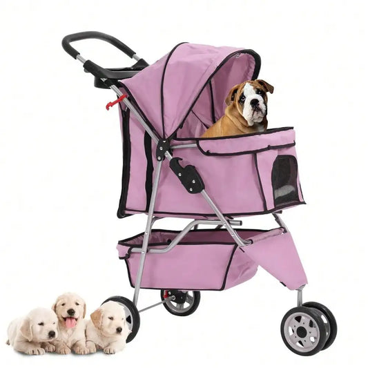 Pet Stroller For Cats And Dogs 3 Wheels Folding Carrier