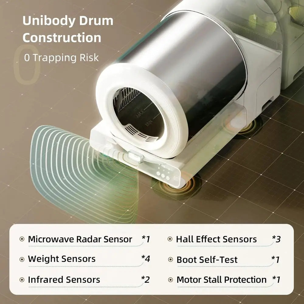 Smart Stainless Steel Cat Litter Box With App-Controlled Cleaning