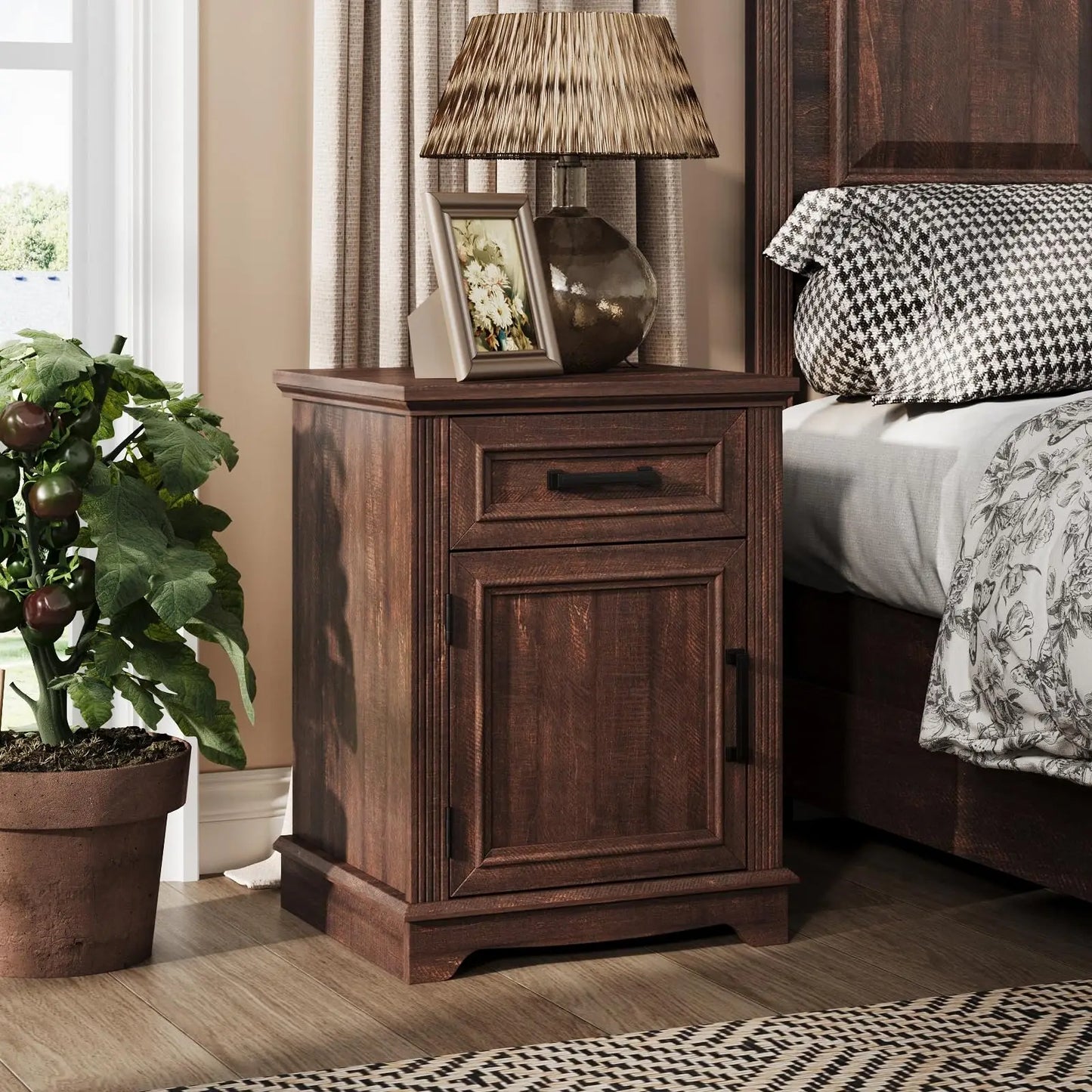 Vabches Nightstand With Drawers And Storage Cabinet