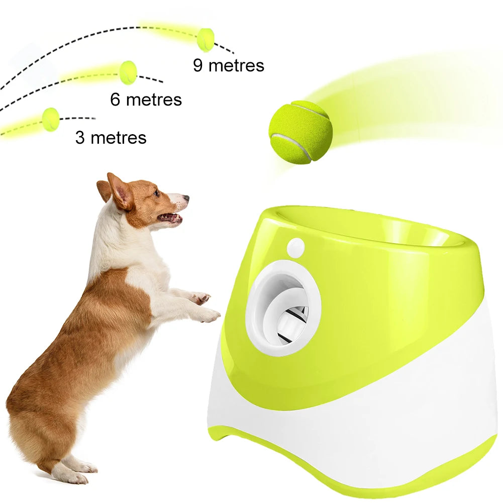 Automatic Dog Ball Launcher With 3 Tennis Balls Indoor Outdoor