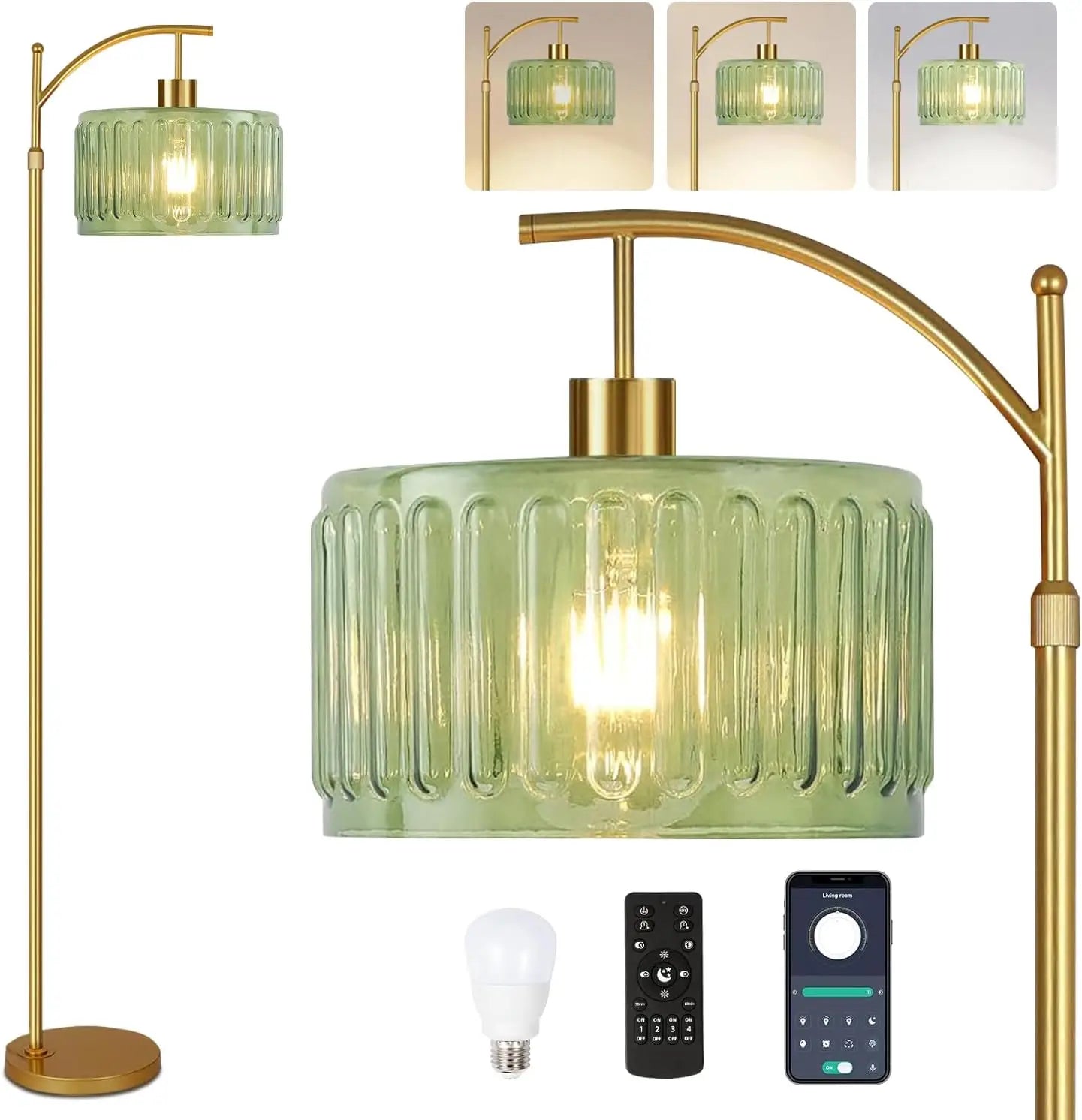 Brass Mid Century Floor Lamp With Remote And Dimmer