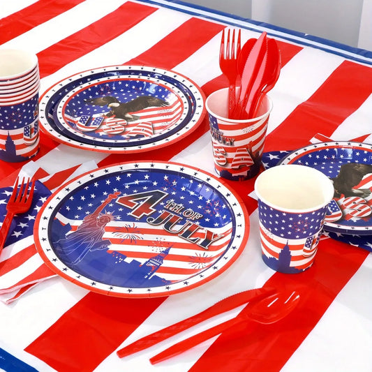 Patriotic Disposable Tableware Set for 4th of July Party