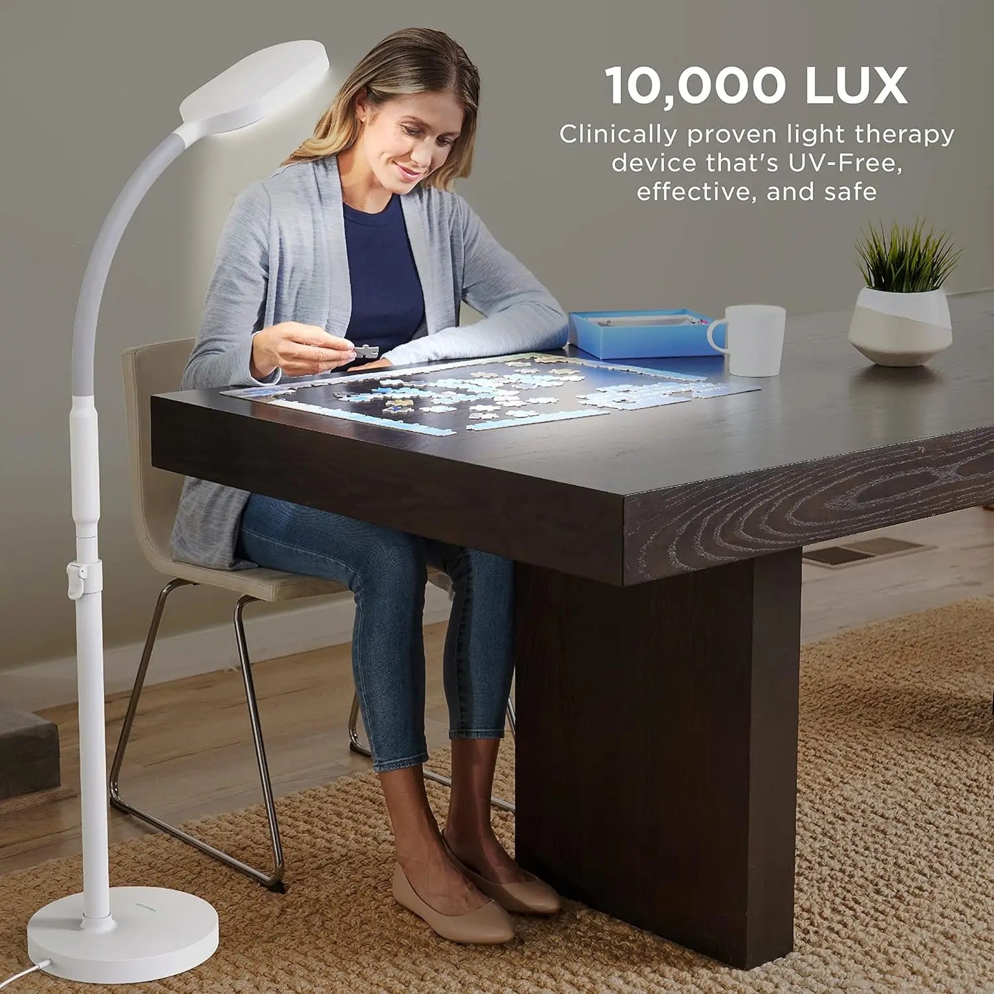 Verilux HappyLight Duo 2-In-1 Light Therapy Floor Lamp