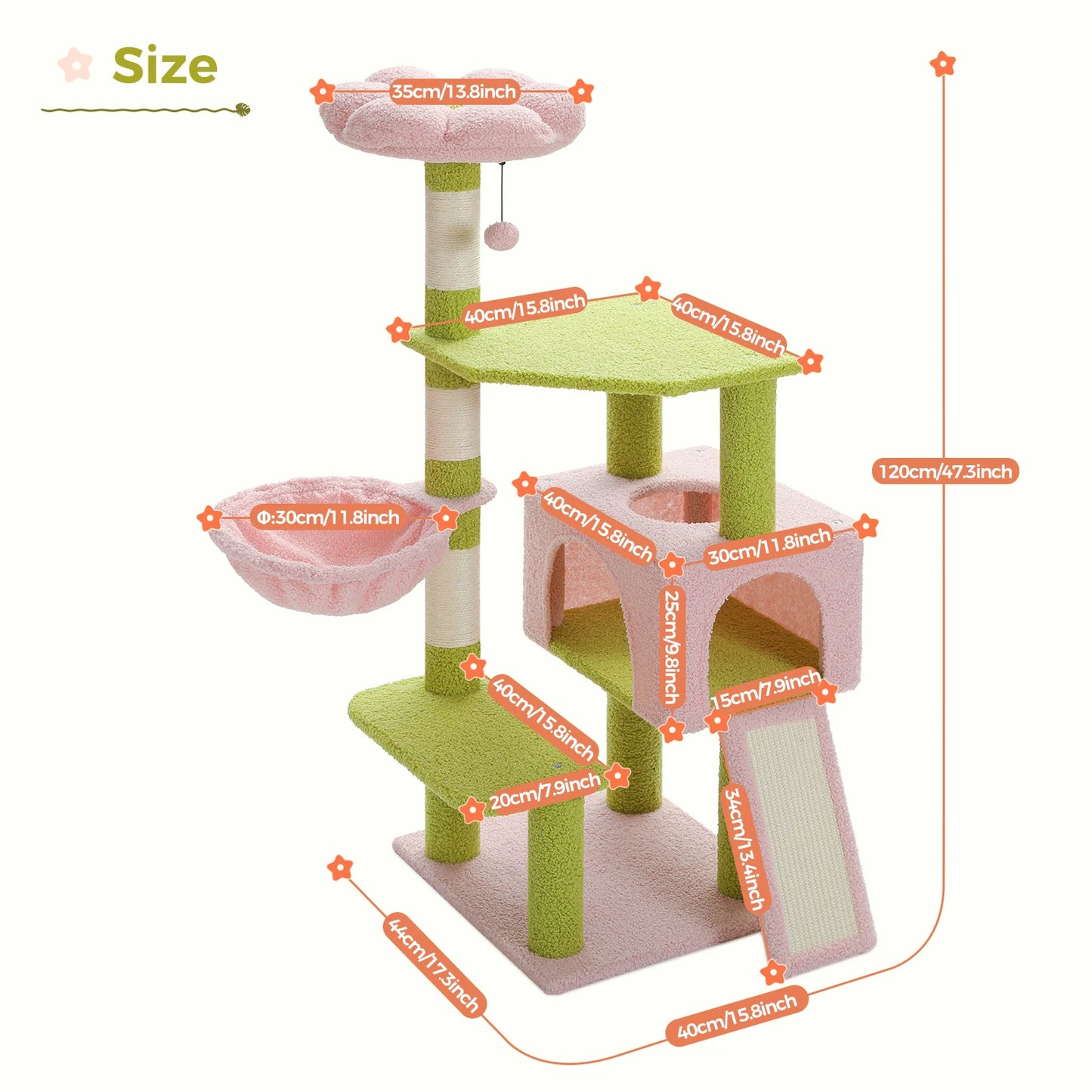 PAWZ Road Flower Cat Tree Tower With Indoor Sisal Posts