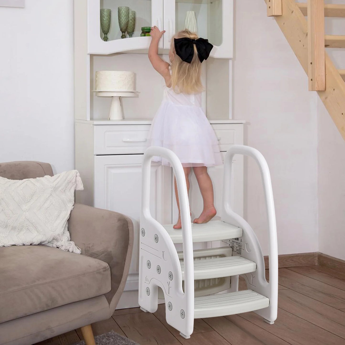 Toddler Step Stool With Handles Plastic Dual Tier Stool