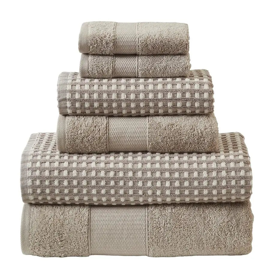 Cobblestone Jacquard Cotton Towel Set 6 Piece Premium Absorbent