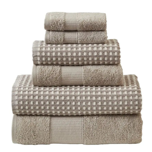 Cobblestone Jacquard Cotton Towel Set 6 Piece Premium Absorbent