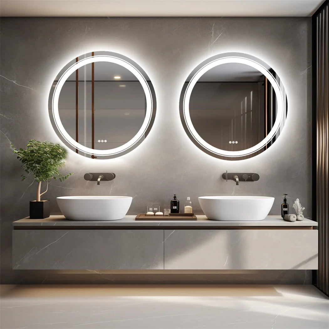 LUVODI Round Smart Mirror Bathroom Vanity with Bathroom Screen