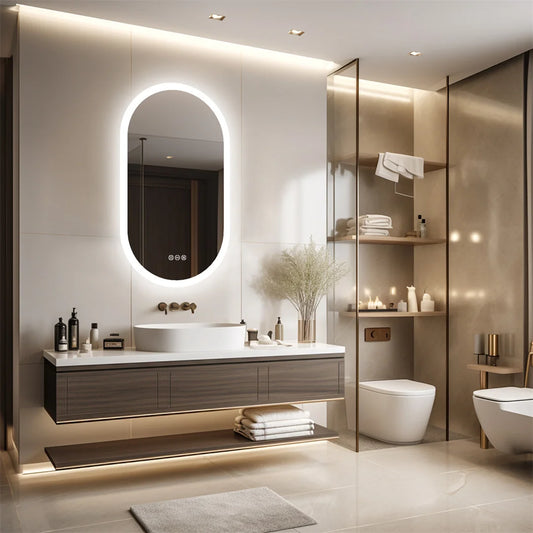 LUVODI Backlit LED Bathroom Mirror With Touch Dimming Defog