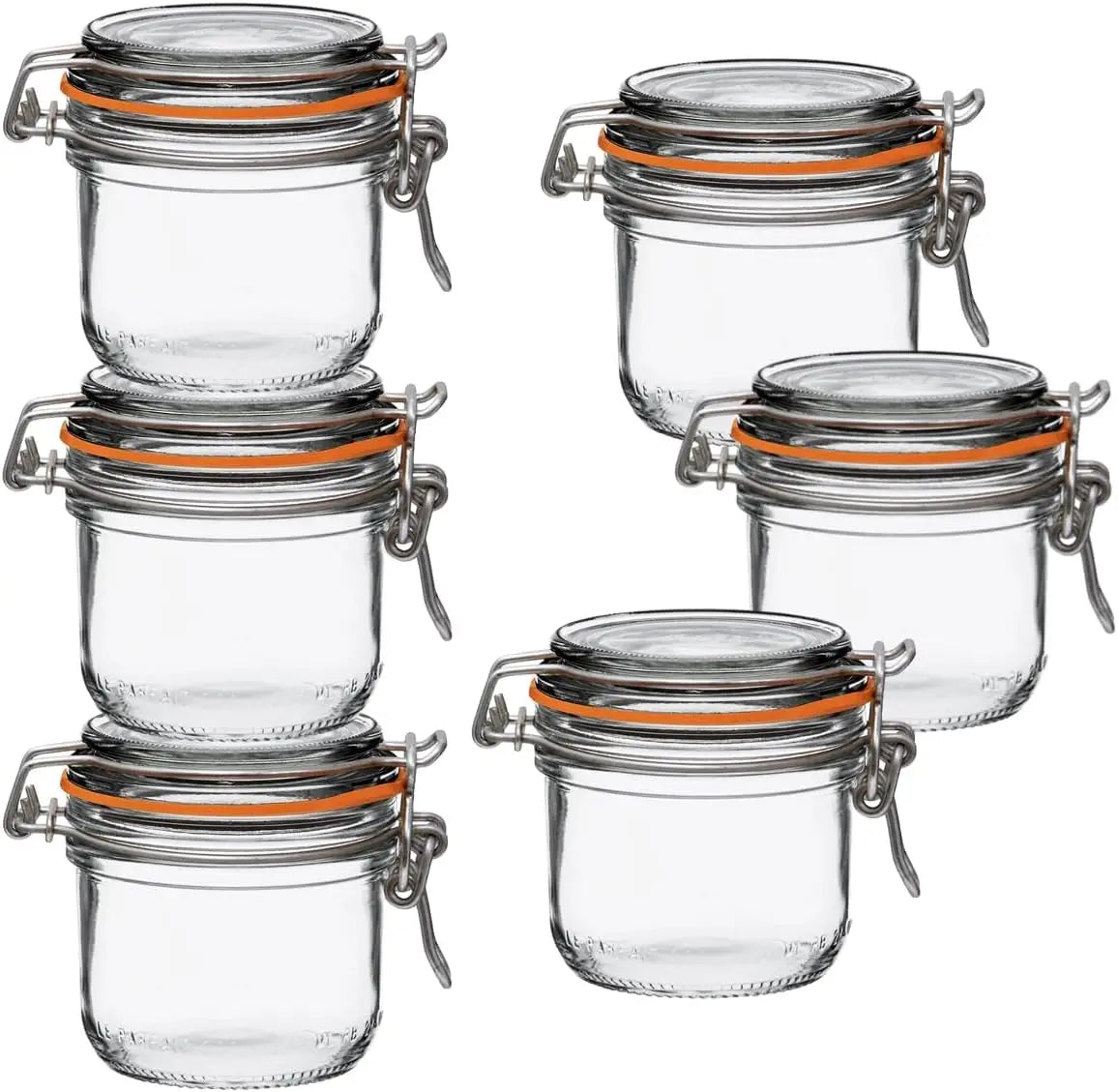 Six-Pack Glass Storage Jars With Lids Airtight BPA-Free