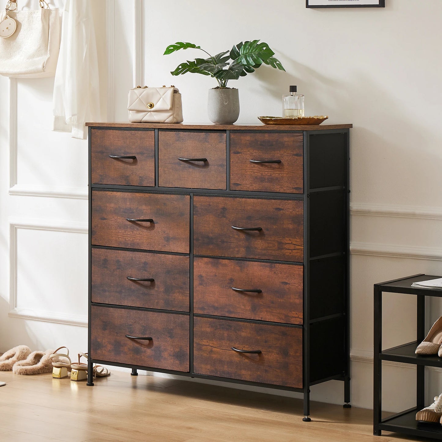 JHK Dresser For Bedroom With 9 Fabric Storage Drawers