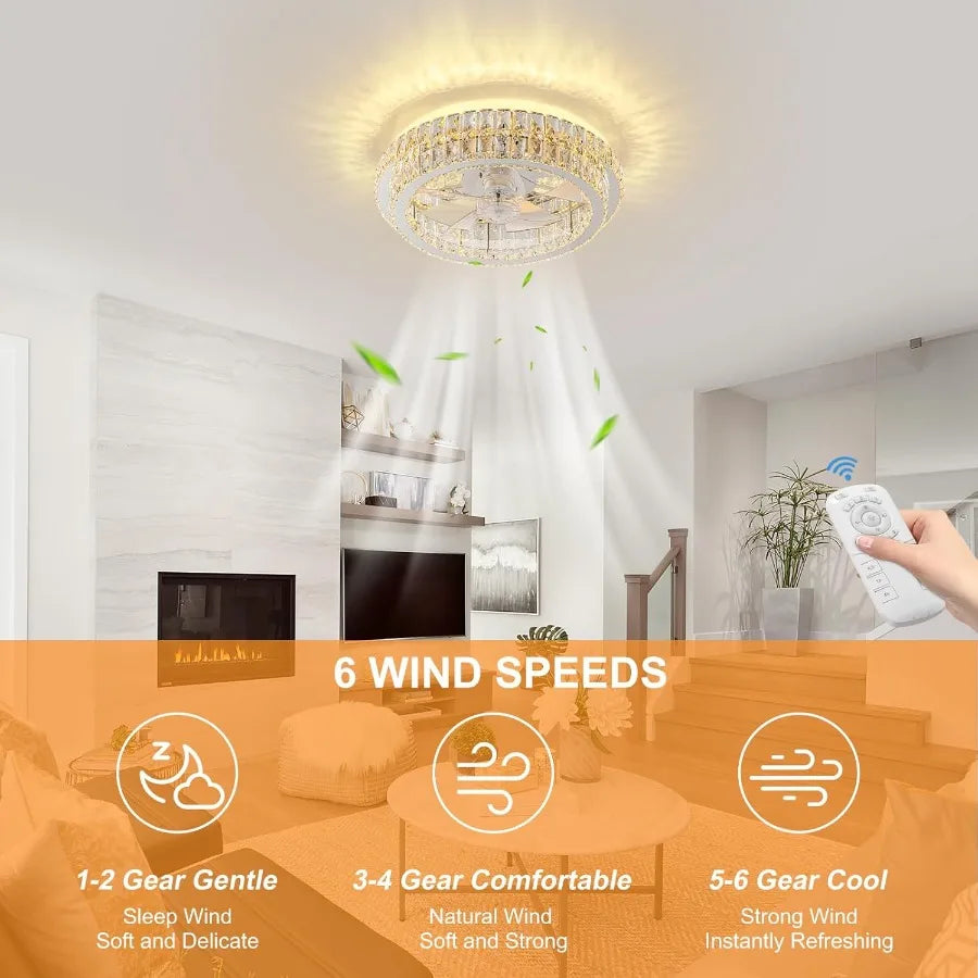 Fandelier Ceiling Fan With Lights Remote Dimmable Crystal LED