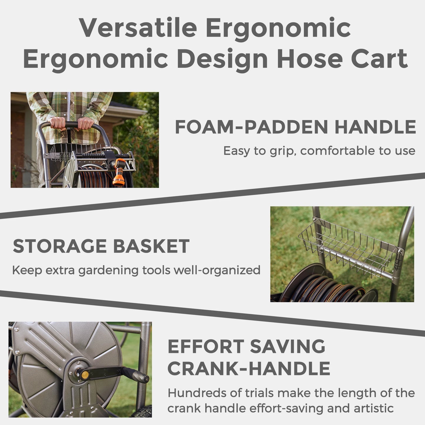 Giraffe Tools Garden Hose Reel Cart With Wheels Heavy Duty