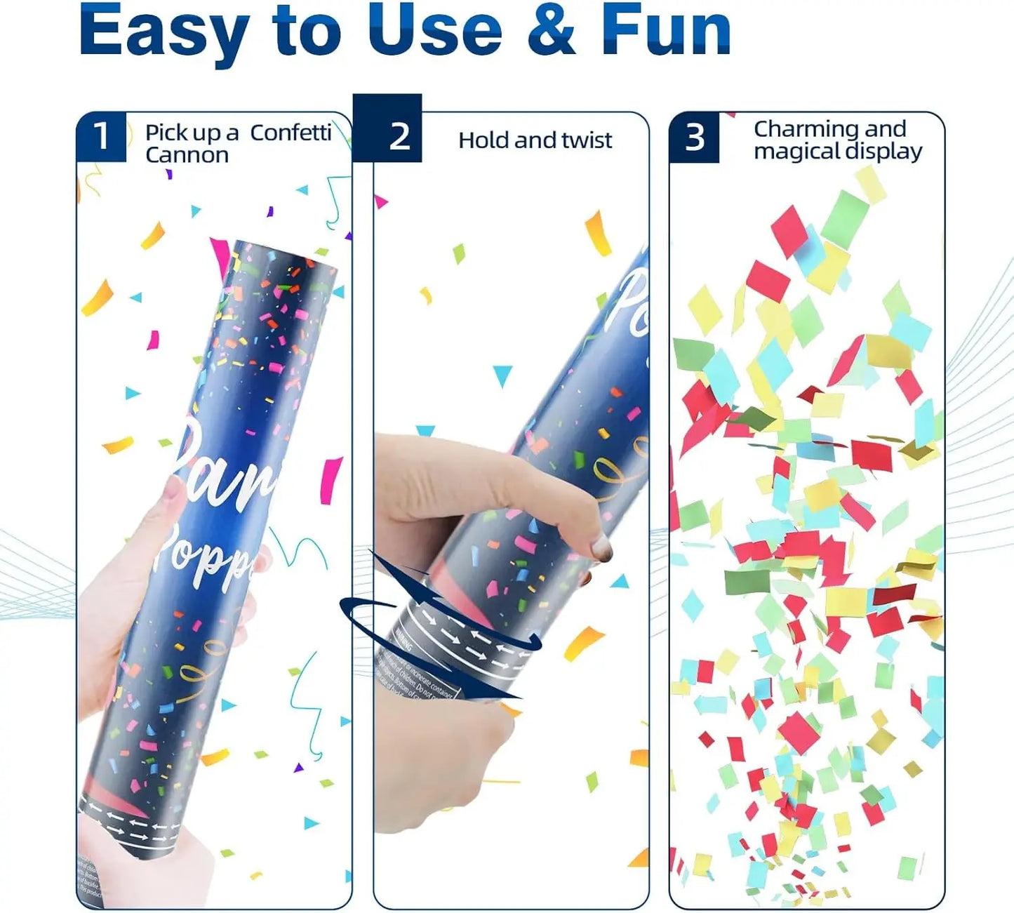 Biodegradable Confetti Cannon 12Pack Party Poppers Wedding Graduation Birthday