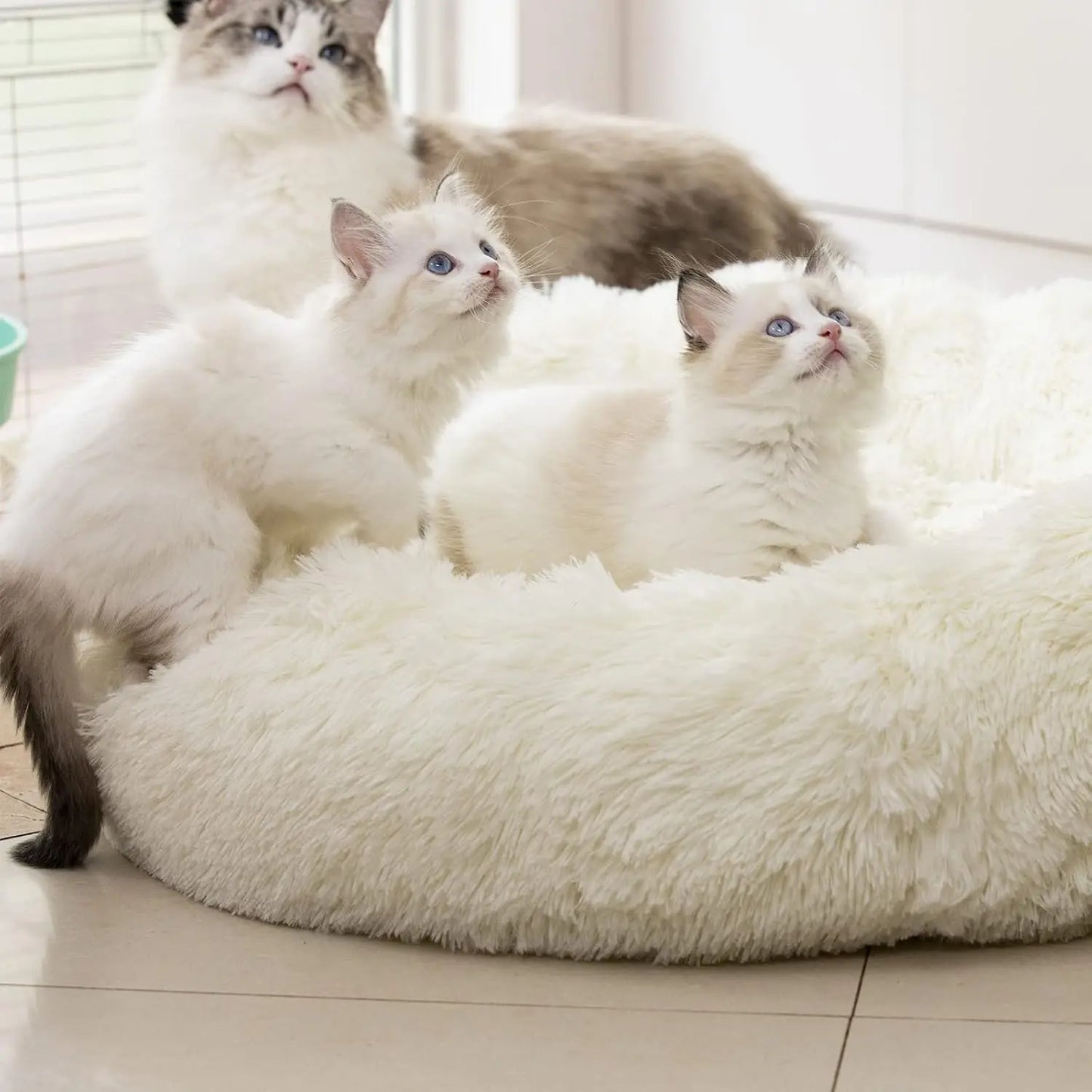 Anti Anxiety Plush Pet Bed With Washable Faux Fur Deluxe