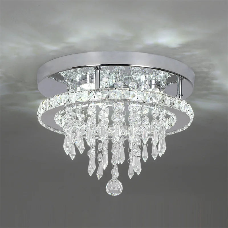 Vetrulus Crystal Ceiling Lamp With Remote Control LED Pendant Chandelier
