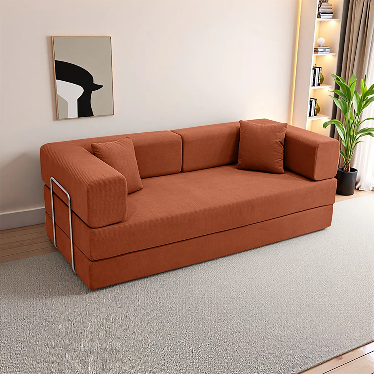 Foldable Sofa Bed With Removable Backrest For Living Rooms