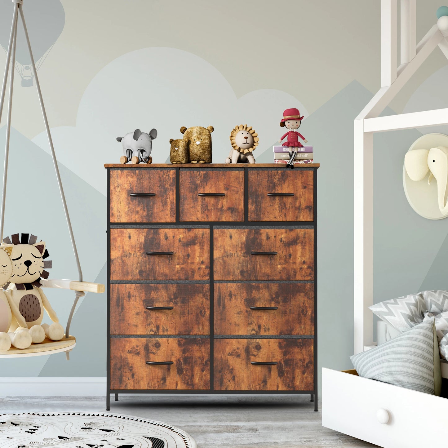 JHK Dresser For Bedroom With 9 Fabric Storage Drawers