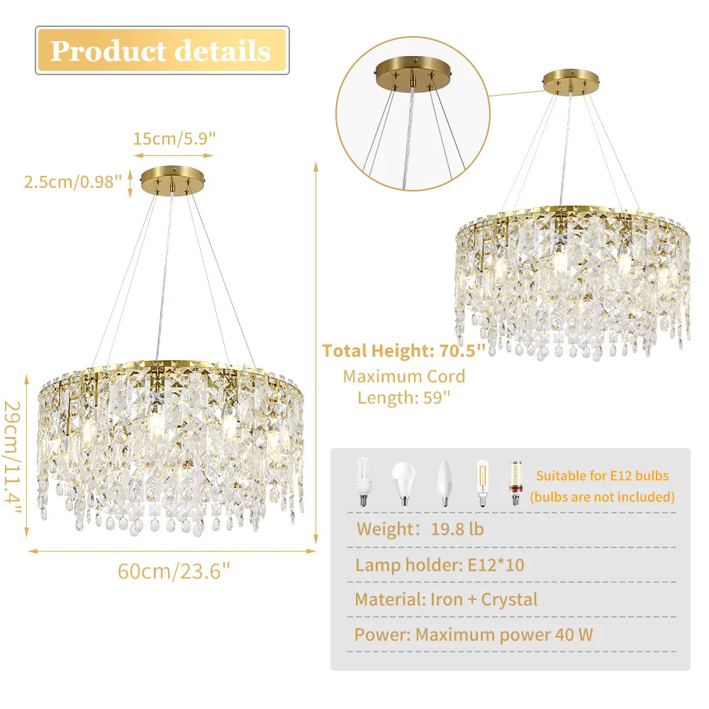 DF Light House Modern Crystal Chandelier For Living Room Lighting