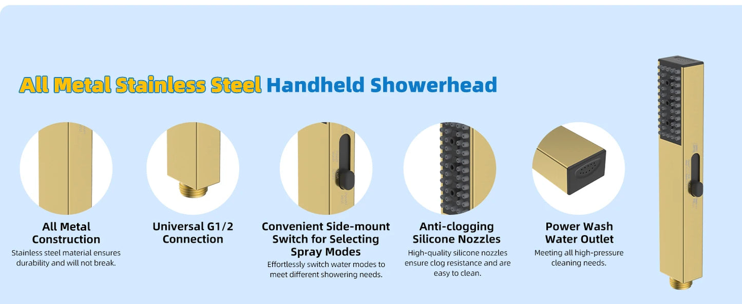 Hibbent High Pressure Rainfall Shower Head With Handheld Spray