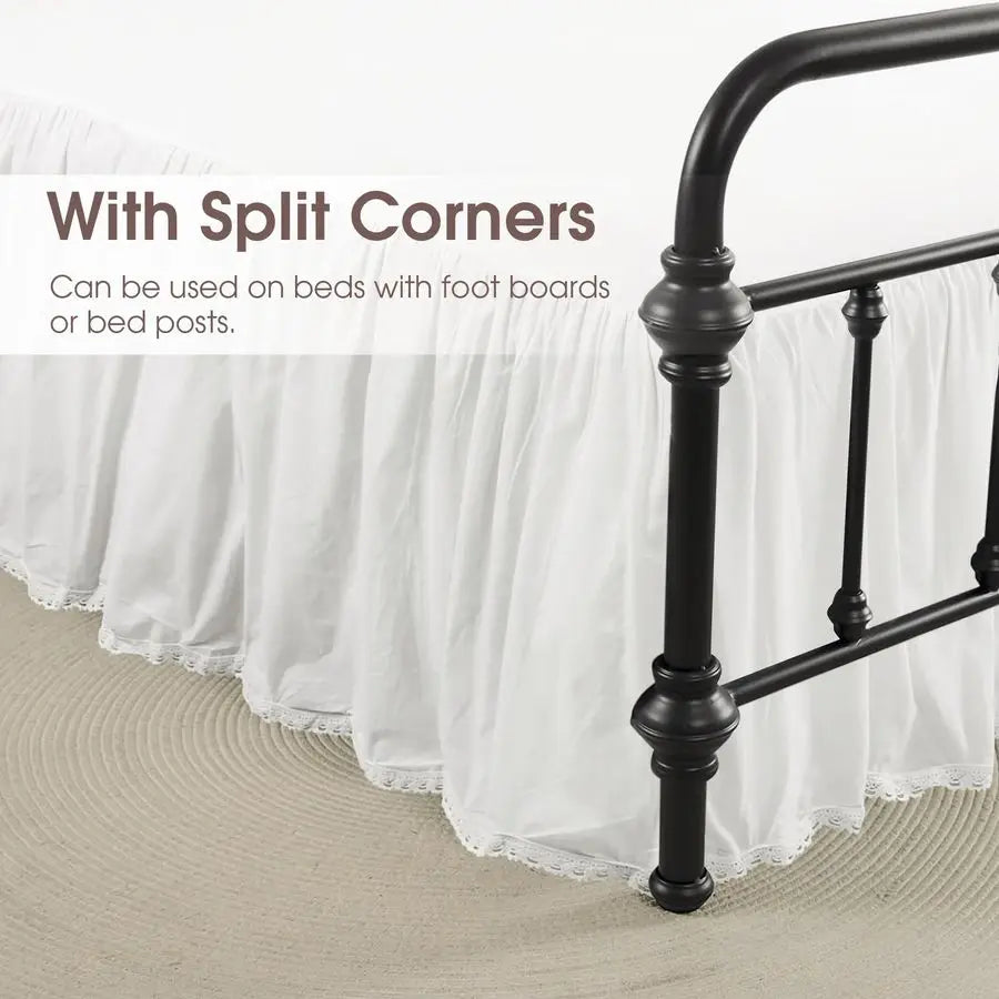 Lightweight Cotton Bed Skirt With Crochet Edge Dust Ruffle