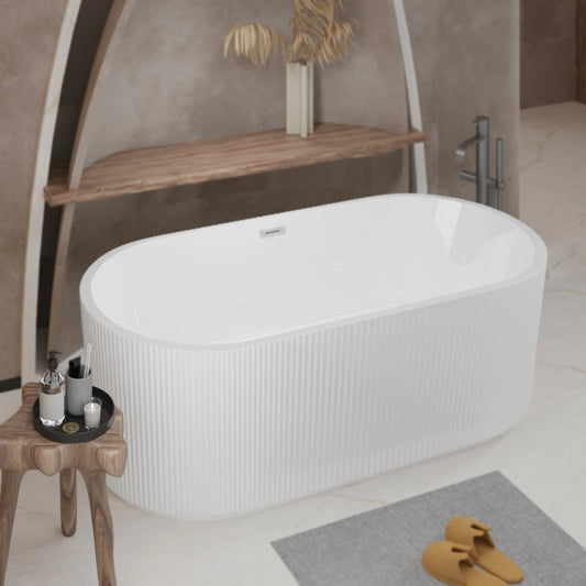 Sh.Kl Freestanding Acrylic Soaking Bathtub With Integrated Overflow Drain