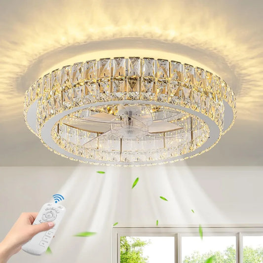 Fandelier Ceiling Fan With Lights Remote Dimmable Crystal LED