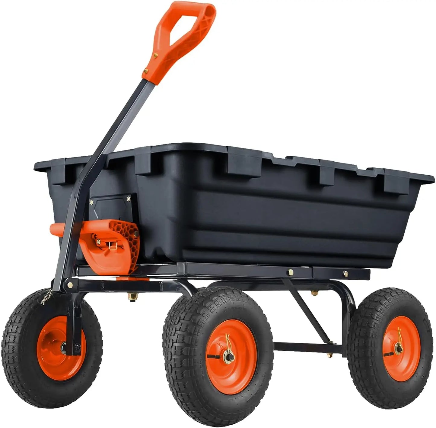 Heavy Duty Dump Cart With Quick Release Dumping No Flat Tires 600 Pound Capacity